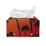 Tropical Palm Tree Sunset Print Leather Tissue Box Cover