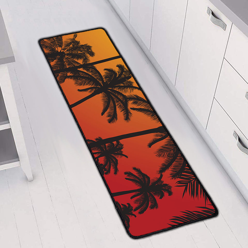 Tropical Palm Tree Sunset Print Long Kitchen Mat
