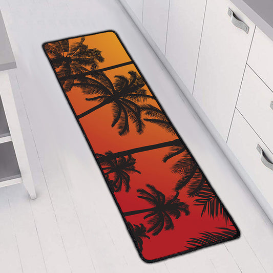 Tropical Palm Tree Sunset Print Long Kitchen Mat