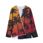 Tropical Palm Tree Sunset Print Long Sleeve Short Coat