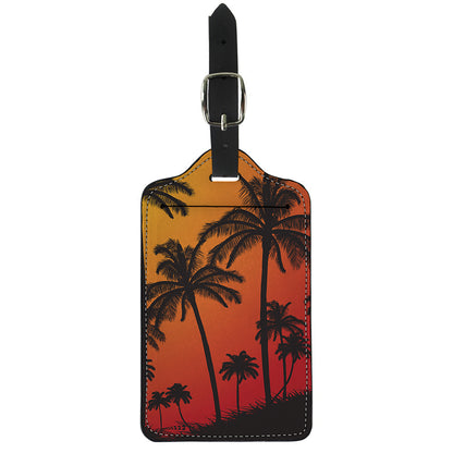 Tropical Palm Tree Sunset Print Luggage Tag