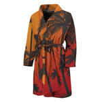 Tropical Palm Tree Sunset Print Men's Bathrobe