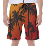Tropical Palm Tree Sunset Print Men's Beach Shorts