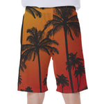 Tropical Palm Tree Sunset Print Men's Beach Shorts