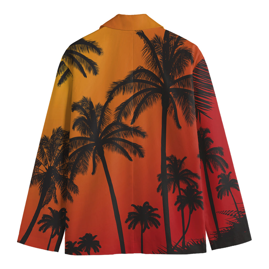Tropical Palm Tree Sunset Print Men's Blazer