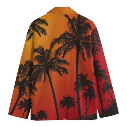 Tropical Palm Tree Sunset Print Men's Blazer