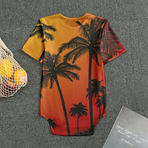 Tropical Palm Tree Sunset Print Men's Bodysuit