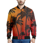 Tropical Palm Tree Sunset Print Men's Bomber Jacket