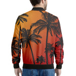 Tropical Palm Tree Sunset Print Men's Bomber Jacket
