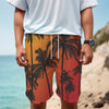 Tropical Palm Tree Sunset Print Men's Cargo Shorts