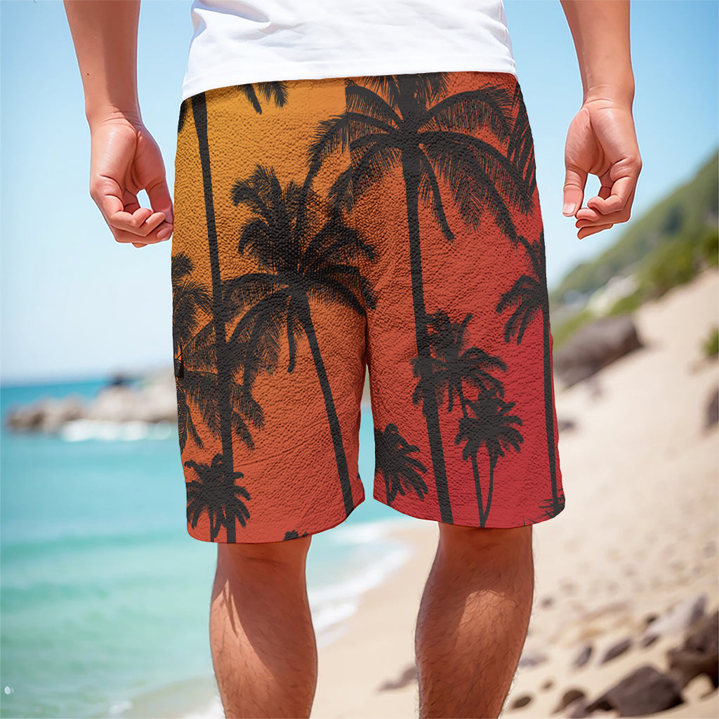 Tropical Palm Tree Sunset Print Men's Cargo Shorts