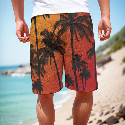 Tropical Palm Tree Sunset Print Men's Cargo Shorts