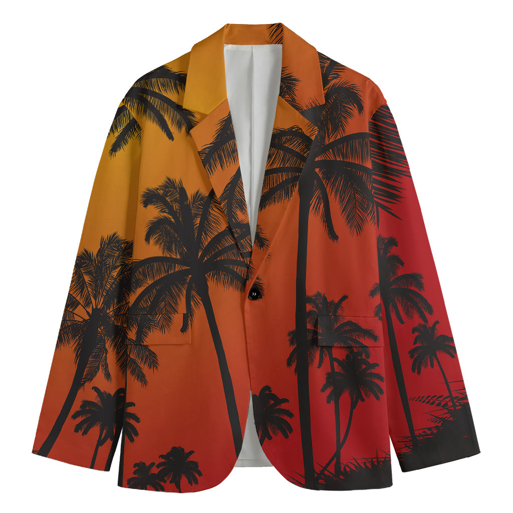 Tropical Palm Tree Sunset Print Men's Cotton Blazer