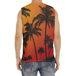 Tropical Palm Tree Sunset Print Men's Fitness Tank Top