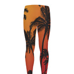 Tropical Palm Tree Sunset Print Men's leggings