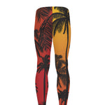 Tropical Palm Tree Sunset Print Men's leggings