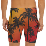 Tropical Palm Tree Sunset Print Men's Long Boxer Briefs