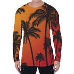 Tropical Palm Tree Sunset Print Men's Long Sleeve T-Shirt