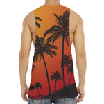 Tropical Palm Tree Sunset Print Men's Muscle Tank Top