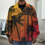 Tropical Palm Tree Sunset Print Men's Shirt Jacket