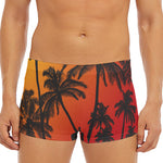 Tropical Palm Tree Sunset Print Men's Short Boxer Briefs