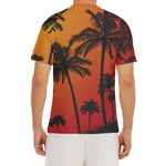 Tropical Palm Tree Sunset Print Men's Short Sleeve Rash Guard