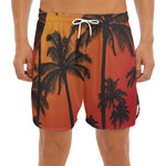Tropical Palm Tree Sunset Print Men's Split Running Shorts