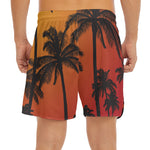 Tropical Palm Tree Sunset Print Men's Split Running Shorts