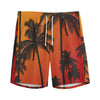 Tropical Palm Tree Sunset Print Men's Sports Shorts