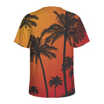 Tropical Palm Tree Sunset Print Men's Sports T-Shirt