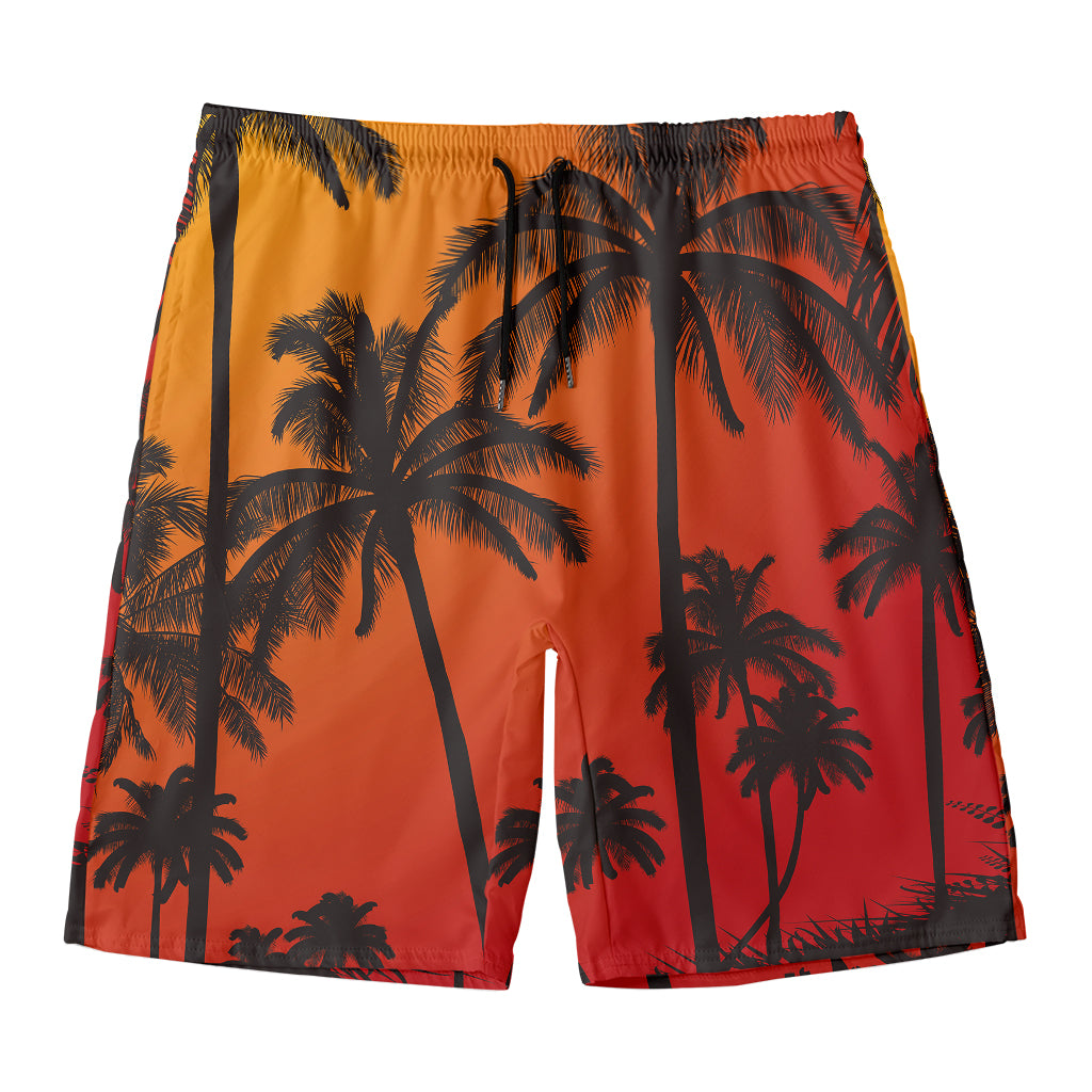 Tropical Palm Tree Sunset Print Men's Swim Trunks