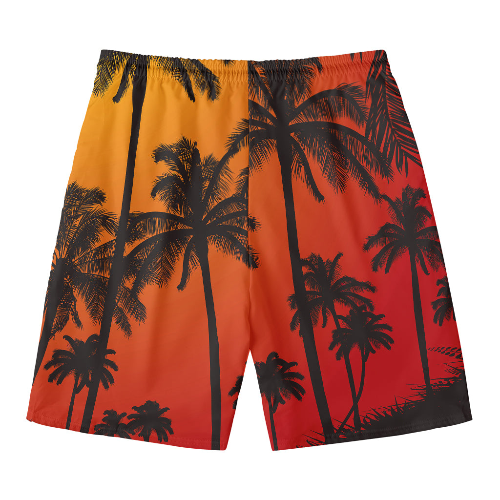 Tropical Palm Tree Sunset Print Men's Swim Trunks