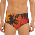 Tropical Palm Tree Sunset Print Men's Triangle Swim Briefs