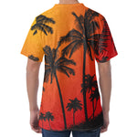 Tropical Palm Tree Sunset Print Men's Velvet T-Shirt