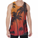 Tropical Palm Tree Sunset Print Men's Velvet Tank Top