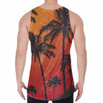 Tropical Palm Tree Sunset Print Men's Velvet Tank Top