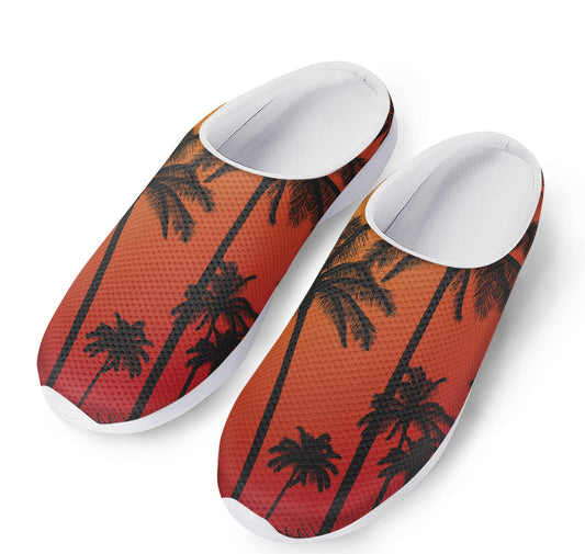 Tropical Palm Tree Sunset Print Mesh Casual Shoes