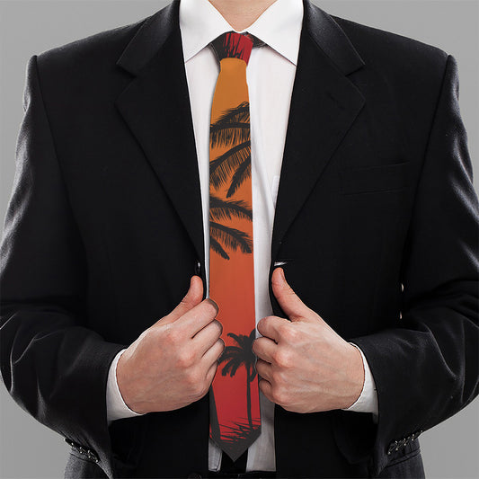 Tropical Palm Tree Sunset Print Necktie