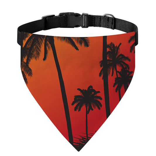 Tropical Palm Tree Sunset Print Over The Collar Dog Bandana