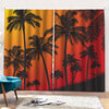 Tropical Palm Tree Sunset Print Pencil Pleat Curtains