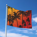 Tropical Palm Tree Sunset Print Polyester Flag