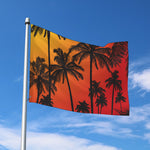 Tropical Palm Tree Sunset Print Polyester Flag