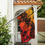Tropical Palm Tree Sunset Print Polyester Flag