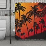 Tropical Palm Tree Sunset Print Polyester Shower Curtain