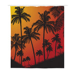 Tropical Palm Tree Sunset Print Polyester Shower Curtain
