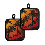 Tropical Palm Tree Sunset Print Pot Holders