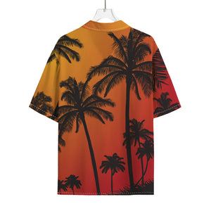 Tropical Palm Tree Sunset Print Rayon Hawaiian Shirt