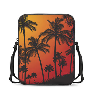 Tropical Palm Tree Sunset Print Rectangular Crossbody Bag