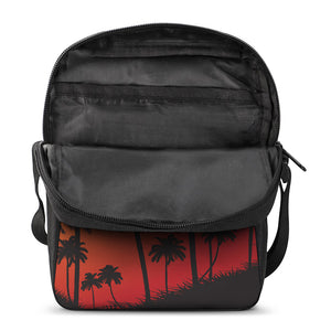 Tropical Palm Tree Sunset Print Rectangular Crossbody Bag