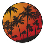 Tropical Palm Tree Sunset Print Round Floor Mat
